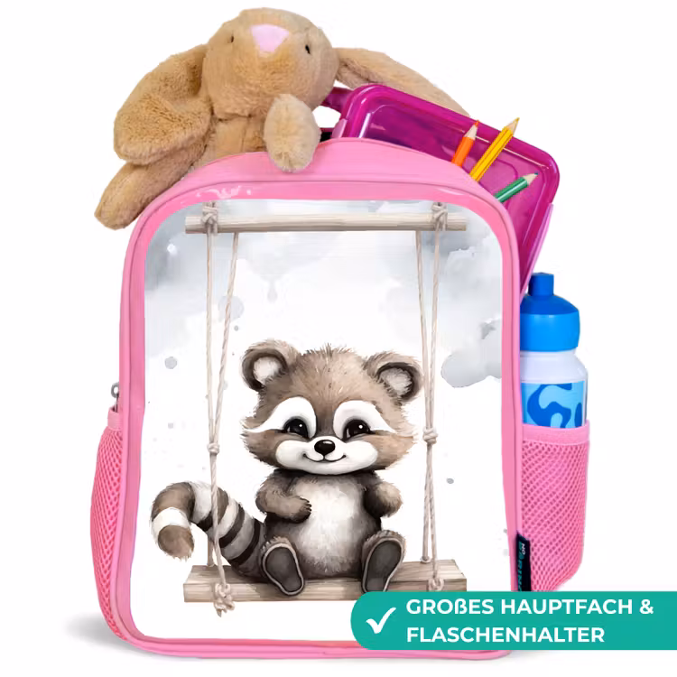 Wasbeer - Dier - Kinderen Kinderrugzak - Roze middel -inhoud_DE