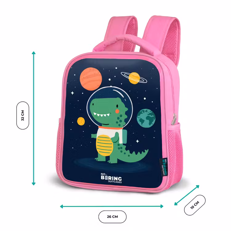 Ruimte - Dino - Planeten - Sterren Kinderrugzak - Roze middel -productfoto_formaten