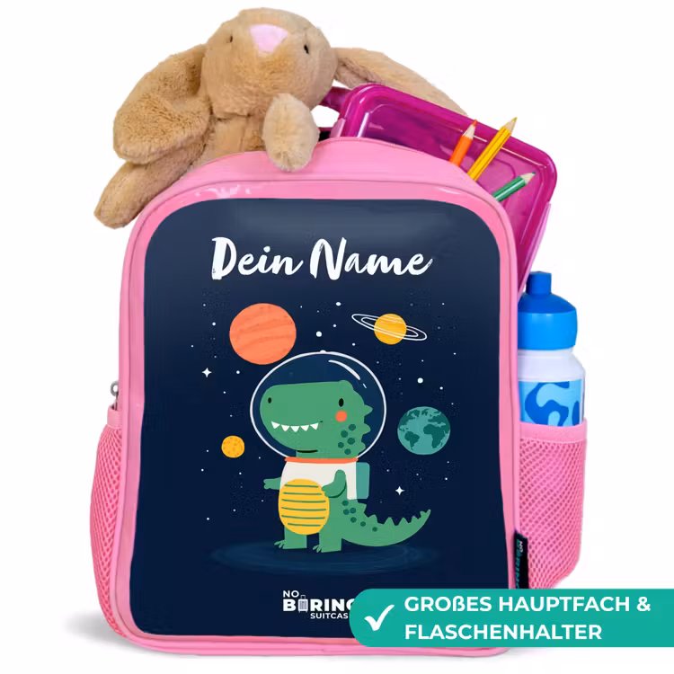 Ruimte - Dino - Planeten - Sterren Kinderrugzak - Roze middel -inhoud_DE