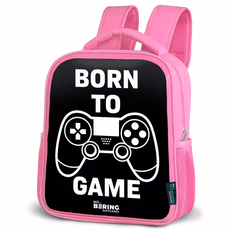 Born to game met controller Kinderrugzak - Roze middel -schuin