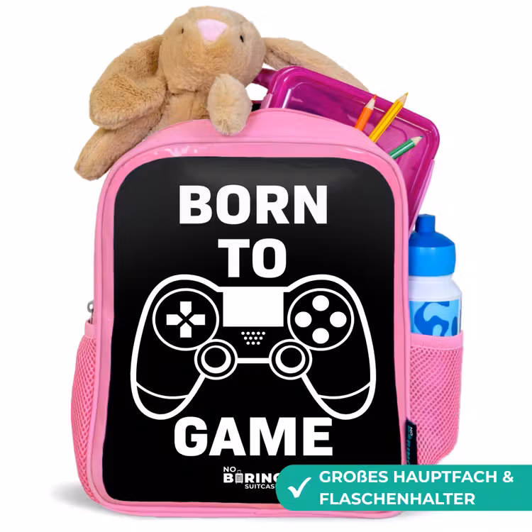 Born to game met controller Kinderrugzak - Roze middel -inhoud_DE