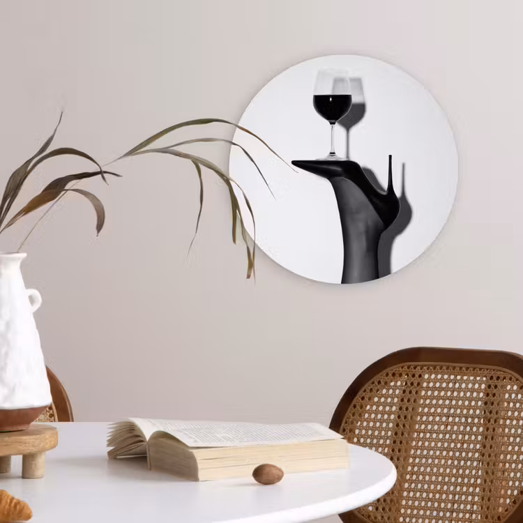 Hak - Wijn - Minimalistisch - Zwart Wandcirkel kunststof plaat 5mm dik klein -sfeer4