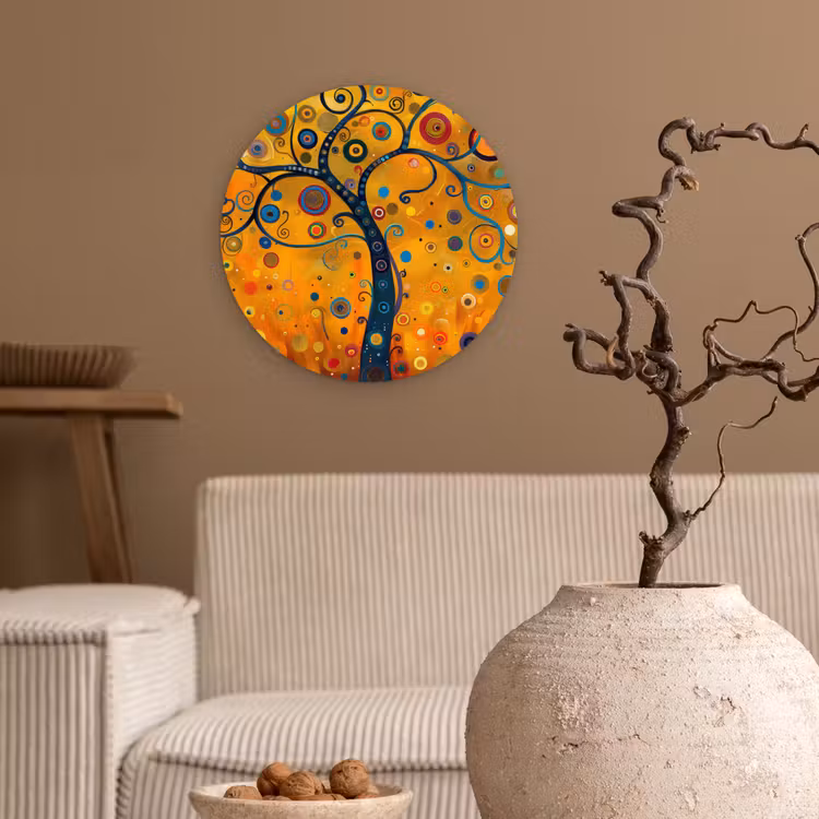 Abstract - Boom - Levensboom - Modern Wandcirkel kunststof plaat 5mm dik klein -sfeer1
