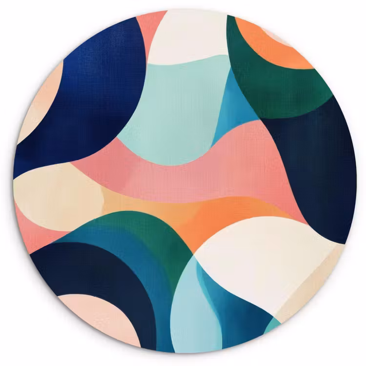 Abstract - Blauw - Roze Wandcirkel kunststof plaat 5mm dik klein -3d
