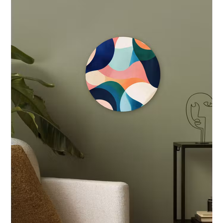 Abstract - Blauw - Roze Wandcirkel kunststof plaat 5mm dik klein -sfeer3