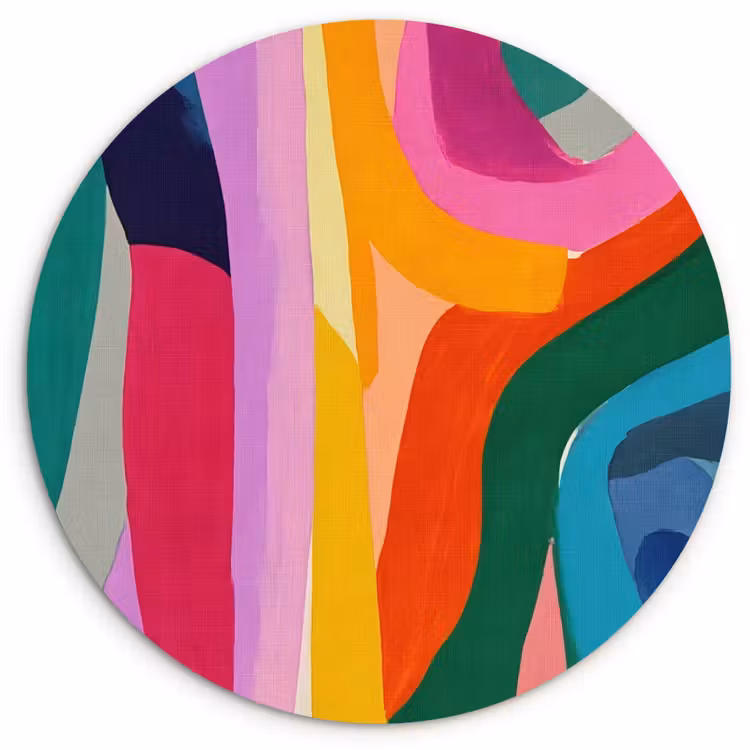 Abstract - Kleurrijk - Golven - Lijnen Wandcirkel kunststof plaat 5mm dik klein -3d