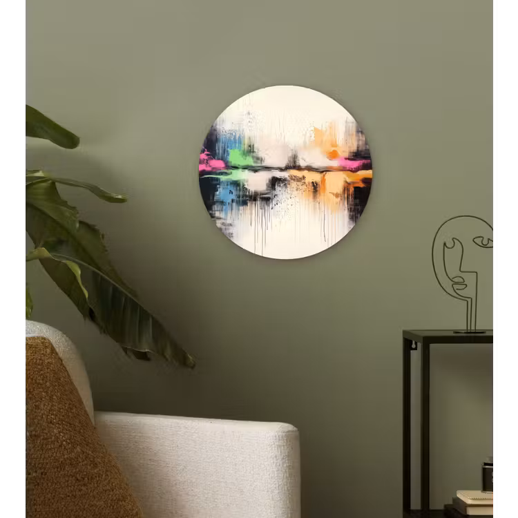 Abstract - Kleurexplosie - Landschap Wandcirkel kunststof plaat 5mm dik klein -sfeer3