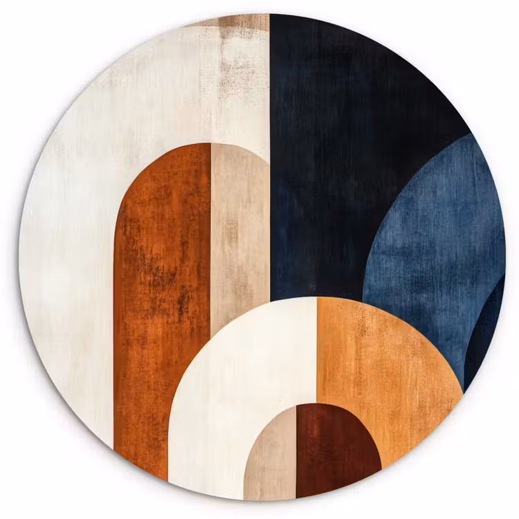 Abstract - Vormen - Donkerblauw Wandcirkel kunststof plaat 5mm dik klein -3d