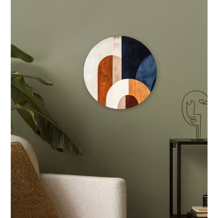 Abstract - Vormen - Donkerblauw Wandcirkel kunststof plaat 5mm dik klein -sfeer3