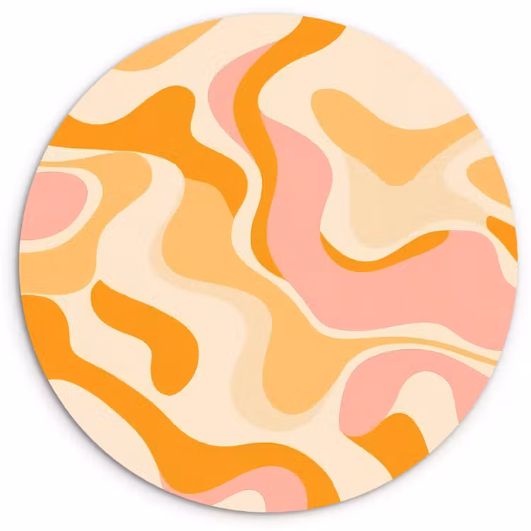 Abstract - Golvend - Oranje Wandcirkel kunststof plaat 5mm dik klein -3d