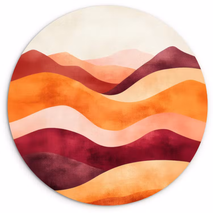 Abstract - Landschap - Golven Wandcirkel kunststof plaat 5mm dik klein -3d