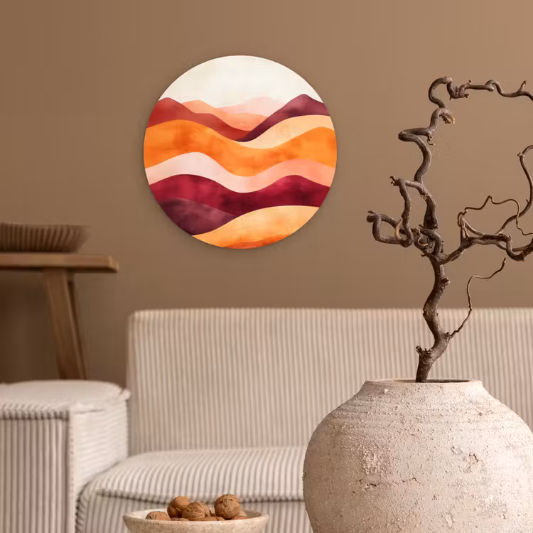Abstract - Landschap - Golven Wandcirkel kunststof plaat 5mm dik klein -sfeer1