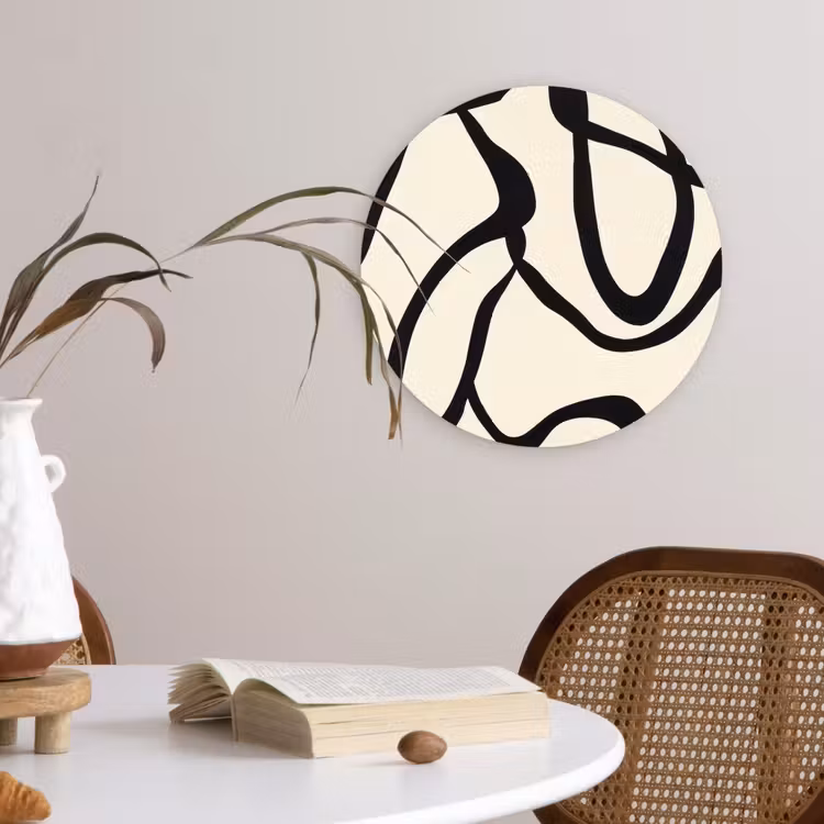 Abstract - Lijnen - Modern - Beige Wandcirkel kunststof plaat 5mm dik klein -sfeer4
