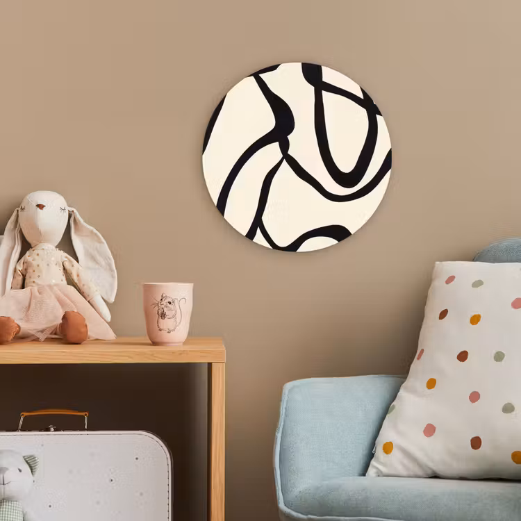 Abstract - Lijnen - Modern - Beige Wandcirkel kunststof plaat 5mm dik klein -tsfeer1_kind