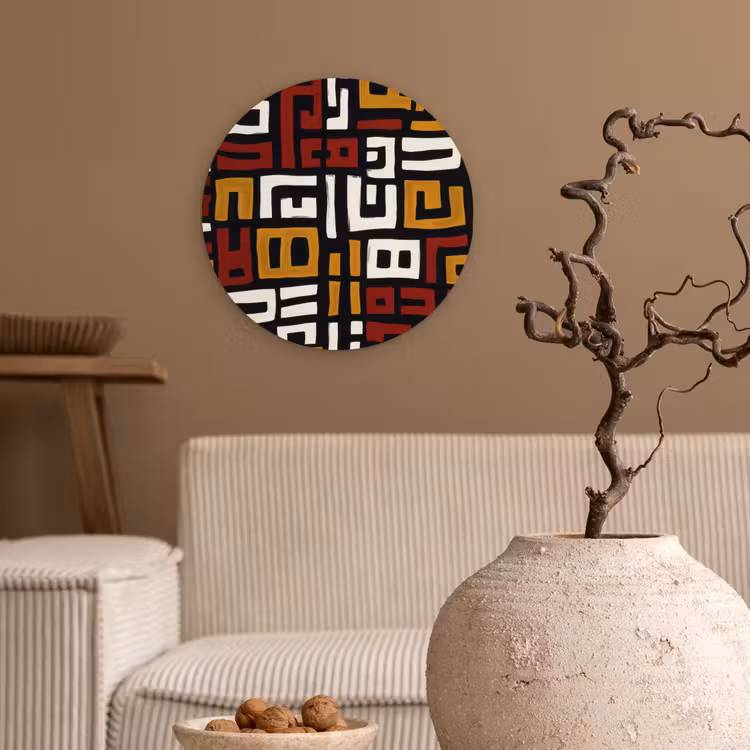 Abstract - Patroon - Rood Wandcirkel kunststof plaat 5mm dik klein -sfeer1