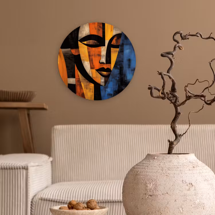 Abstract - Portret - Kleurvakken Wandcirkel kunststof plaat 5mm dik klein -sfeer1