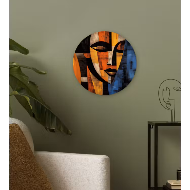 Abstract - Portret - Kleurvakken Wandcirkel kunststof plaat 5mm dik klein -sfeer3