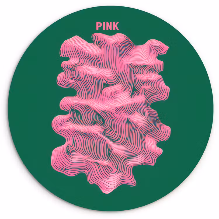 Abstract - Pink - Lijnen - Groen Wandcirkel kunststof plaat 5mm dik klein -3d