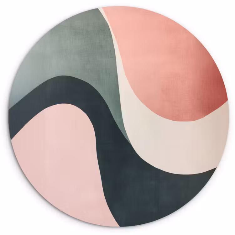 Abstract - Golven - Sierlijk - Roze Wandcirkel kunststof plaat 5mm dik klein -3d