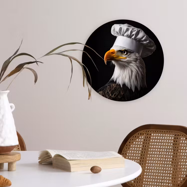 Arend -Amerika - Koksmuts - Vogel - Stoer Wandcirkel kunststof plaat 5mm dik klein -sfeer4