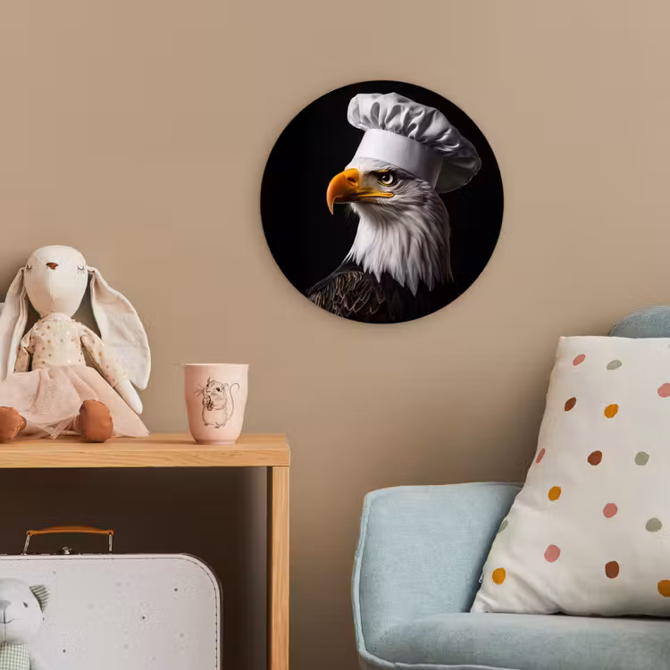 Arend -Amerika - Koksmuts - Vogel - Stoer Wandcirkel kunststof plaat 5mm dik klein -tsfeer1_kind