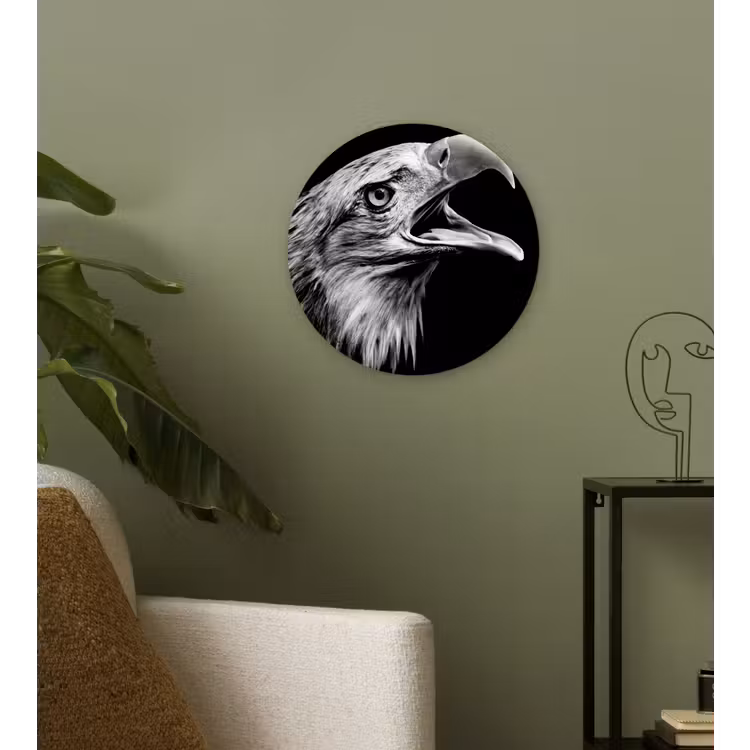 Adelaar - Portret - Roofvogels - Zwart - Wit - Vogel Wandcirkel kunststof plaat 5mm dik klein -sfeer3