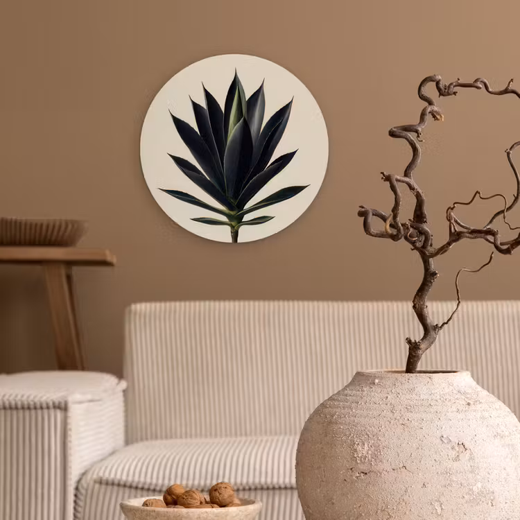 Agaveplant - Symmetrisch - Groen Wandcirkel kunststof plaat 5mm dik klein -sfeer1