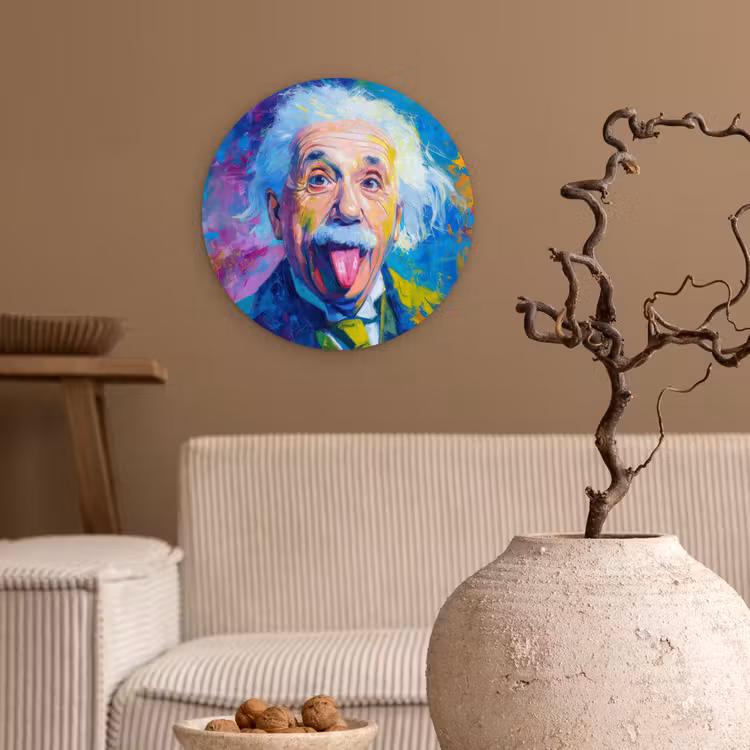 Oude man - Expressief - Kleurrijk Wandcirkel kunststof plaat 5mm dik klein -sfeer1