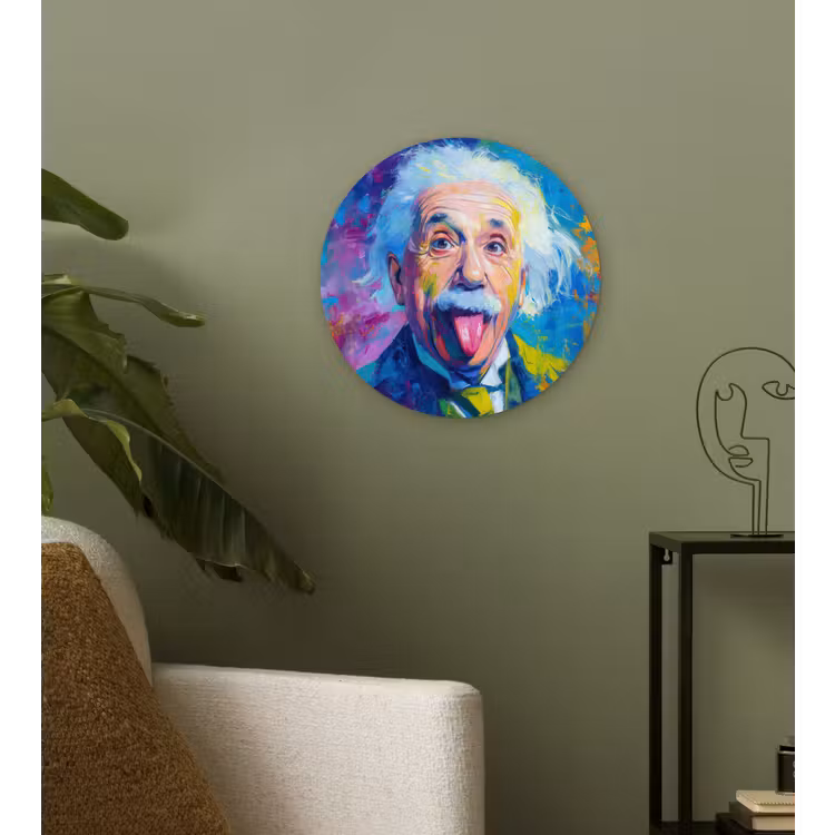 Oude man - Expressief - Kleurrijk Wandcirkel kunststof plaat 5mm dik klein -sfeer3