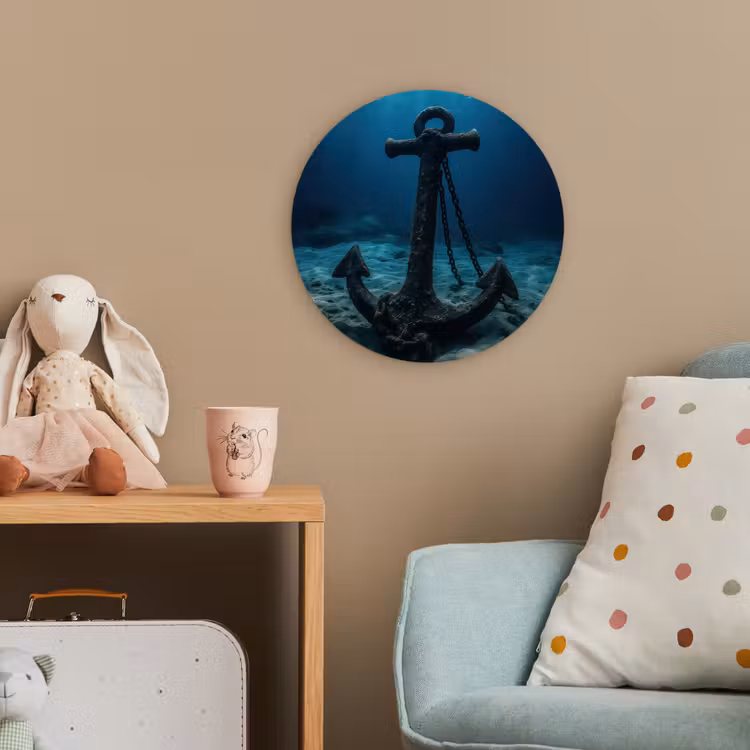 Anker - Ijzer - Zeebodem - Zand Wandcirkel kunststof plaat 5mm dik klein -tsfeer1_kind