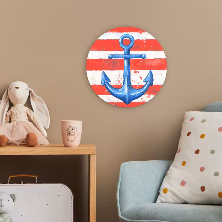 Anker - Verfspatten - Rood - Blauw Wandcirkel kunststof plaat 5mm dik klein -tsfeer1_kind