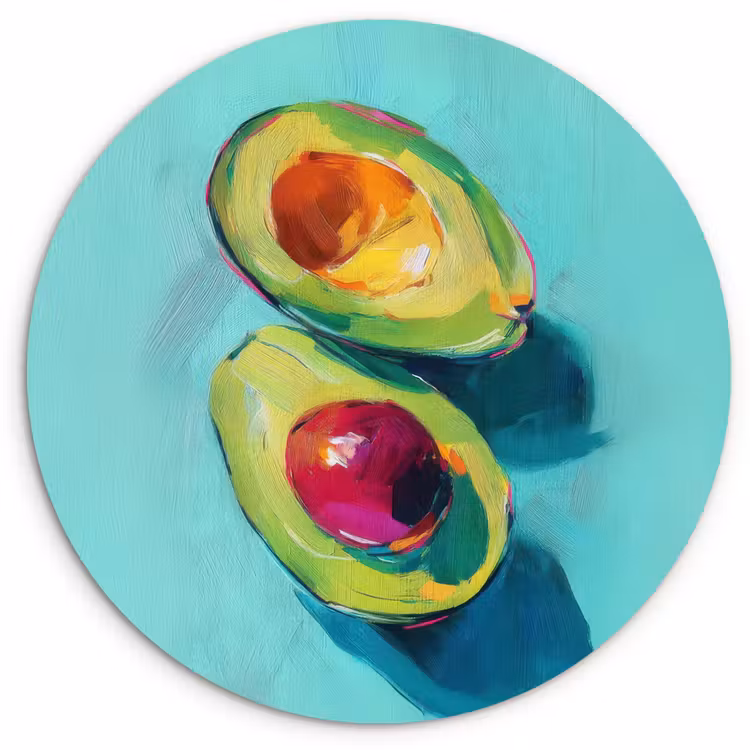 Avocado - Groen - Pit - Schaduw Wandcirkel kunststof plaat 5mm dik klein -3d