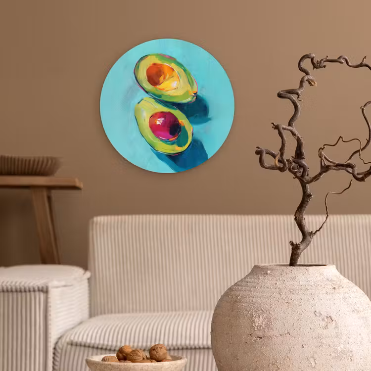 Avocado - Groen - Pit - Schaduw Wandcirkel kunststof plaat 5mm dik klein -sfeer1