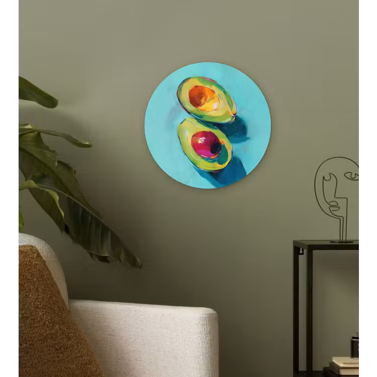 Avocado - Groen - Pit - Schaduw Wandcirkel kunststof plaat 5mm dik klein -sfeer3