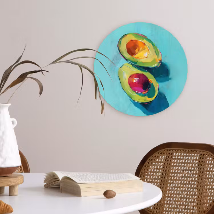 Avocado - Groen - Pit - Schaduw Wandcirkel kunststof plaat 5mm dik klein -sfeer4