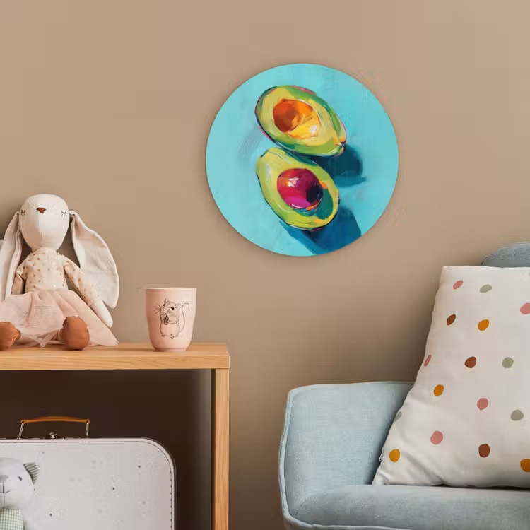 Avocado - Groen - Pit - Schaduw Wandcirkel kunststof plaat 5mm dik klein -tsfeer1_kind