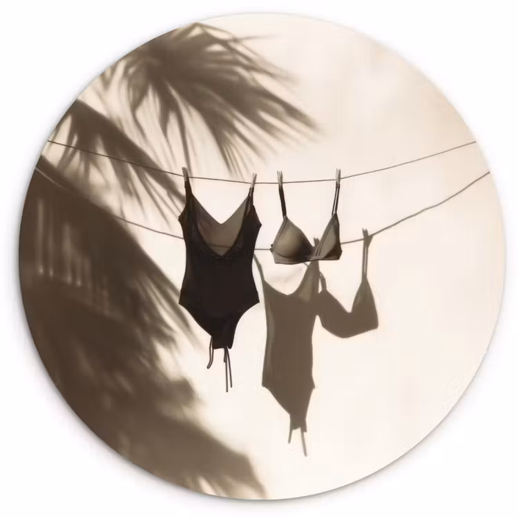 Badkleding - Palmbomen - Schaduw - Tropisch Wandcirkel kunststof plaat 5mm dik klein -3d