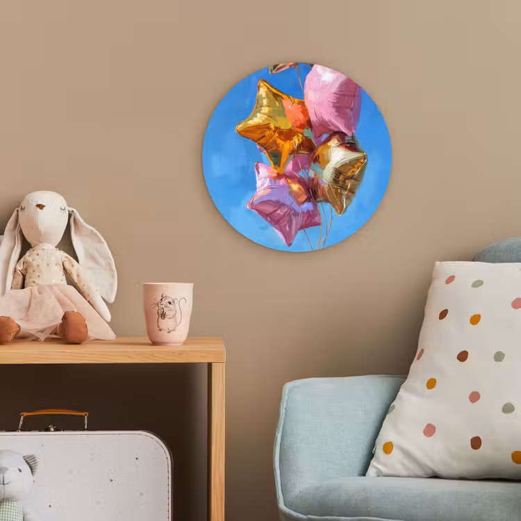 Ballonnen - Goud - Stervorm - Roze Wandcirkel kunststof plaat 5mm dik klein -tsfeer1_kind
