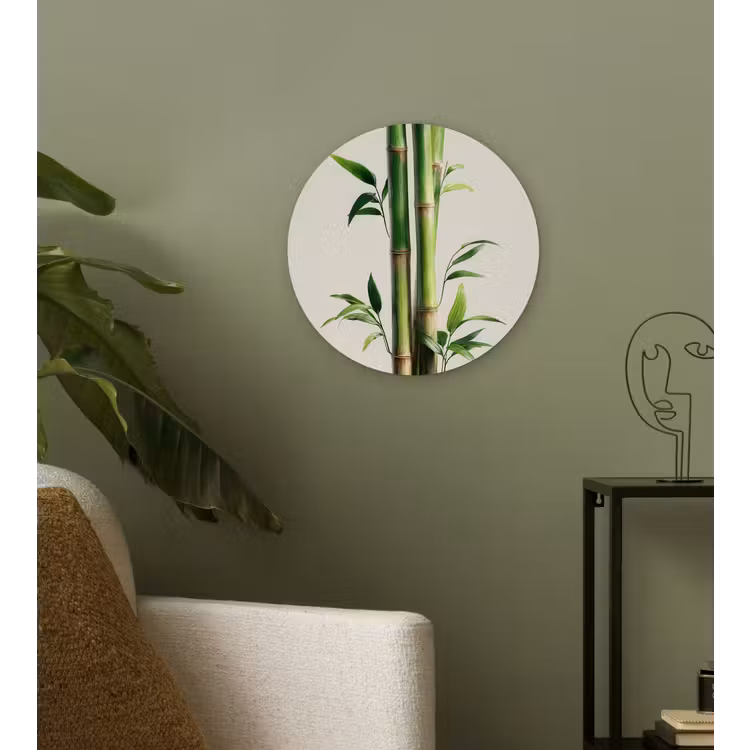 Bamboestengels - Sierlijk - Groen Wandcirkel kunststof plaat 5mm dik klein -sfeer3