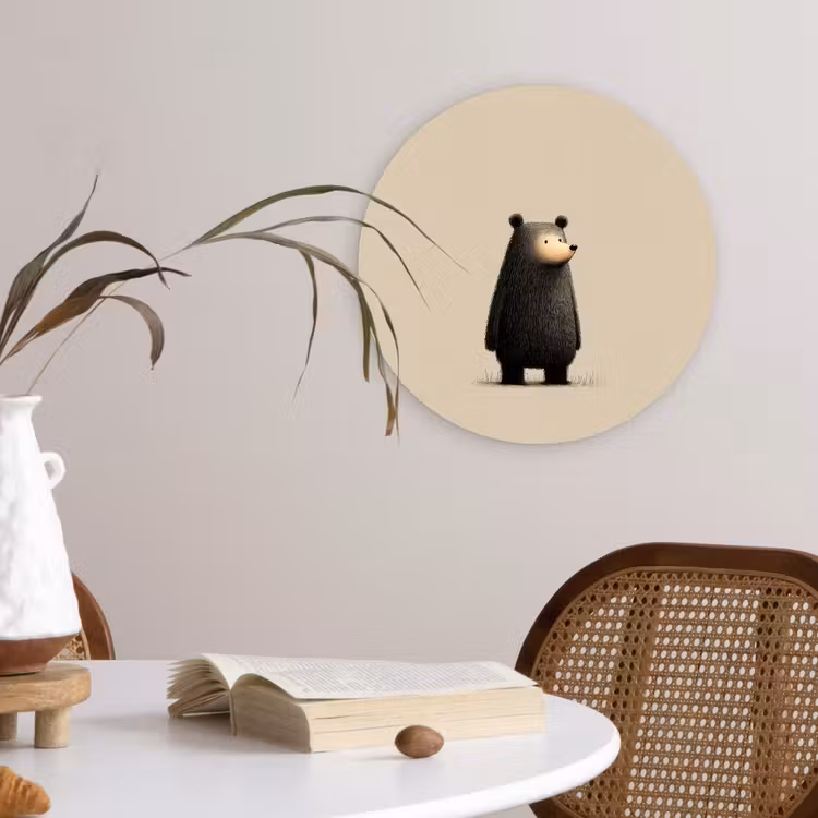 Beer - Donkerbruin - Minimalistisch Wandcirkel kunststof plaat 5mm dik klein -sfeer4