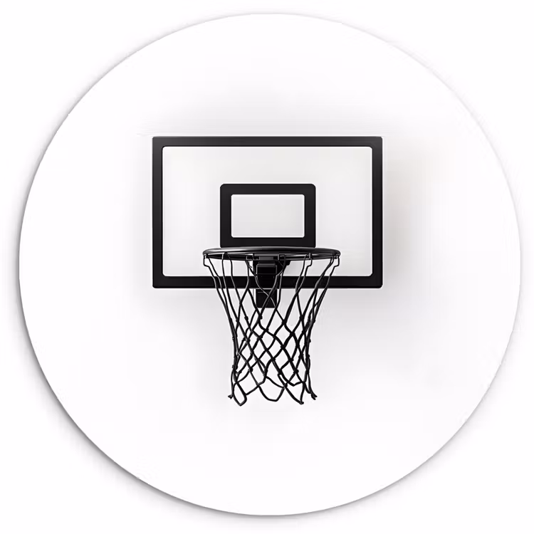 Basketbalbord - Minimalistisch - Zwart Wandcirkel kunststof plaat 5mm dik klein -3d