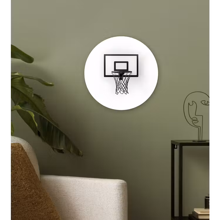 Basketbalbord - Minimalistisch - Zwart Wandcirkel kunststof plaat 5mm dik klein -sfeer3