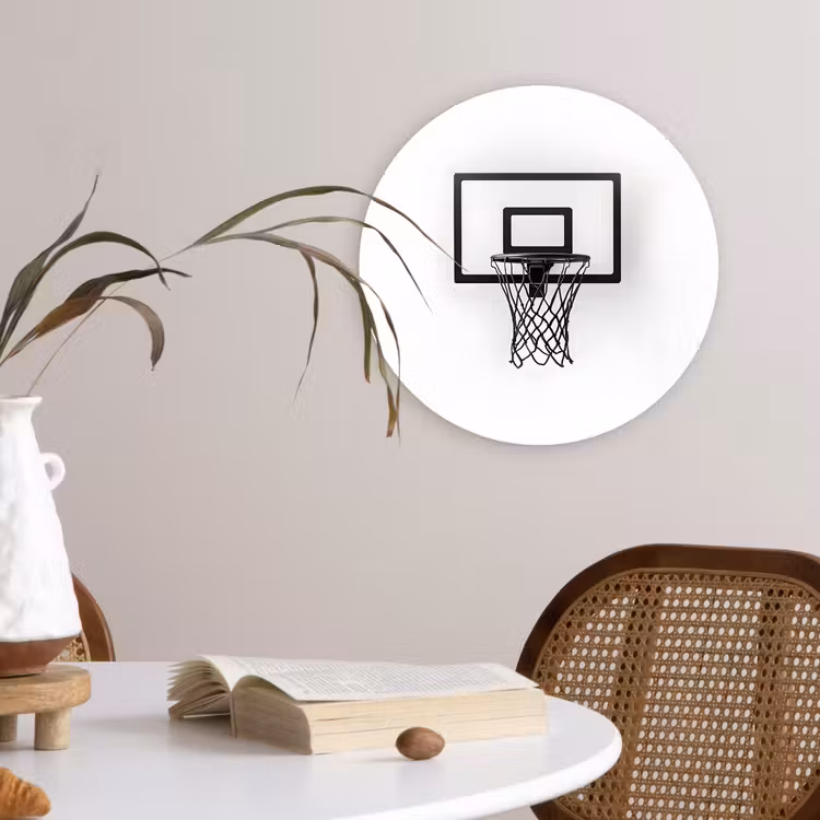Basketbalbord - Minimalistisch - Zwart Wandcirkel kunststof plaat 5mm dik klein -sfeer4
