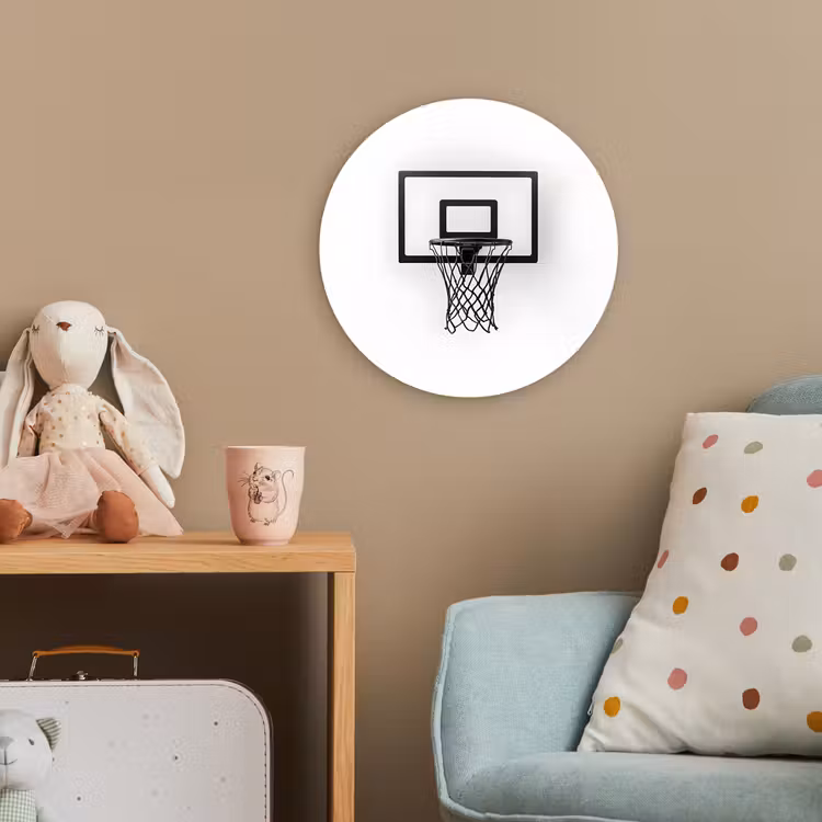 Basketbalbord - Minimalistisch - Zwart Wandcirkel kunststof plaat 5mm dik klein -tsfeer1_kind