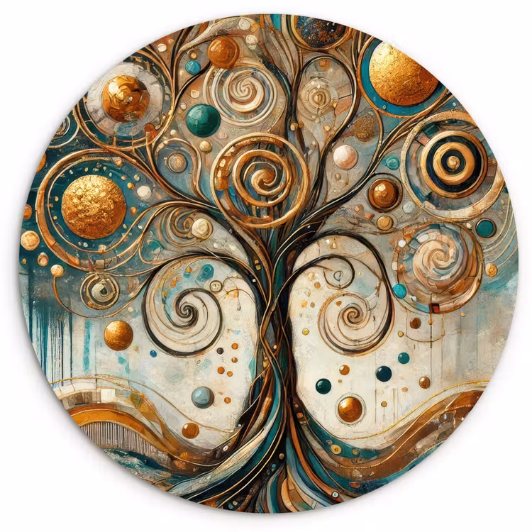 Levensboom - Boom - Abstract - Modern Wandcirkel kunststof plaat 5mm dik klein -3d