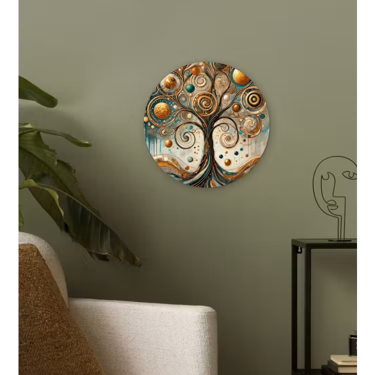Levensboom - Boom - Abstract - Modern Wandcirkel kunststof plaat 5mm dik klein -sfeer3
