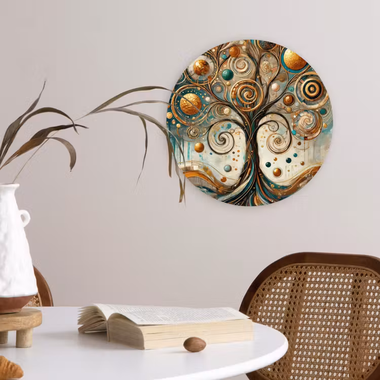 Levensboom - Boom - Abstract - Modern Wandcirkel kunststof plaat 5mm dik klein -sfeer4