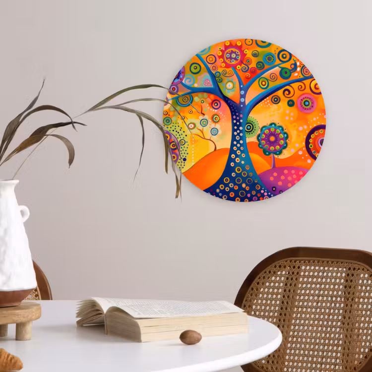 Boom - Levensboom - Abstract - Kleurrijk Wandcirkel kunststof plaat 5mm dik klein -sfeer4