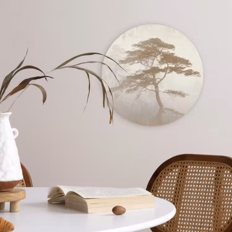 Boom - Oosterse stijl - Landschap Wandcirkel kunststof plaat 5mm dik klein -sfeer4
