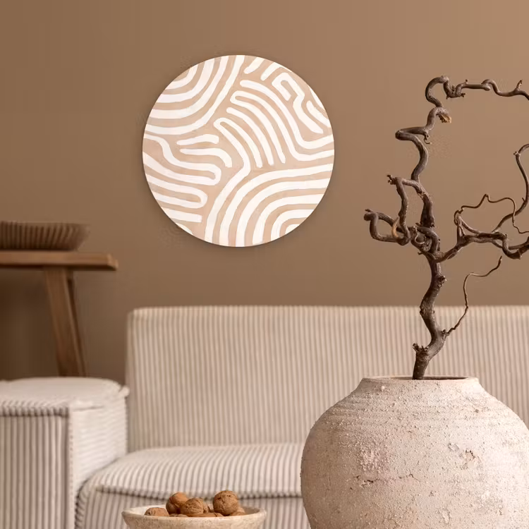Beige - Aardspatroon Wandcirkel kunststof plaat 5mm dik klein -sfeer1